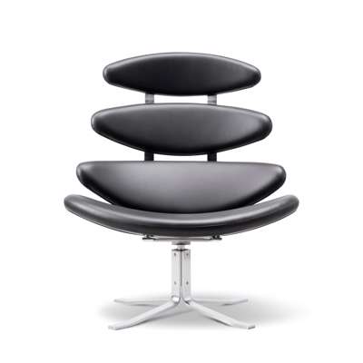 Stol Fredericia Corona Swivel Easy omni læder sort/sort