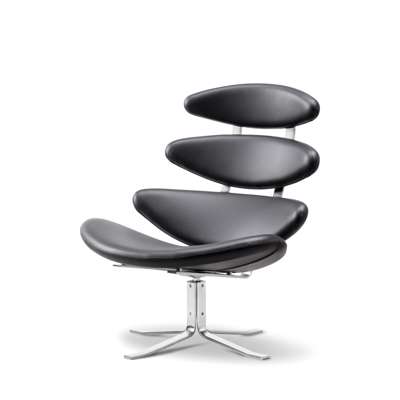Stol Fredericia Corona Swivel Easy omni læder sort/sort